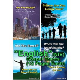 "ENGLISH" Gospel Tracts(NIV), PACK of 40 in 4 Covers, 12 Pages Each.