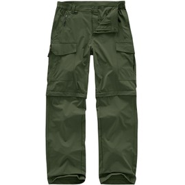 Men's Hiking Convertible Work Pants Cargo Zip Off Lightweight Quick Dry Stretch Pants Summer Fishing Travel Outdoor, 6251, Army Green, 34