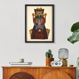 Empire Art Direct Beijing Opera Mask #2 Dimensional Collage Handmade by Alex Zeng Framed Graphic Landscape Wall Art Ready to Hang, 25" x 19" x 1.4"
