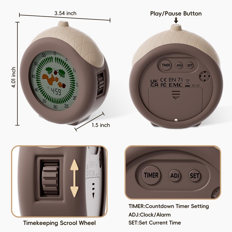 Visual Timer for Kids with Protective Case, Hazelnut Theme 299