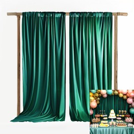 QICAIYUN 10x12ft Wedding Curtains Emerald Green Backdrop for Wedding Ceremony Baby Shower Party Engagement Bridal Shower Home Window Decorations W5' x H12'2 Panels YUNBSDJ175