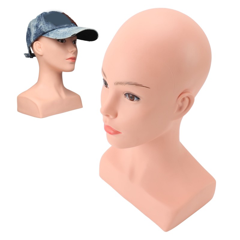 Female Bald Mannequin Head with Shoulder PVC Professional Cosmetology Face