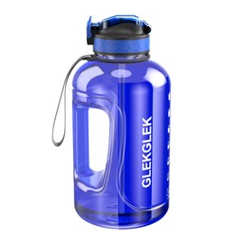 GLEKGLEK 2 Litre Water Bottle with Straw, Motivational Sports Water Bottle for Gym, Office, Construction, Hiking, Cycling, Camping & Running (Blue)