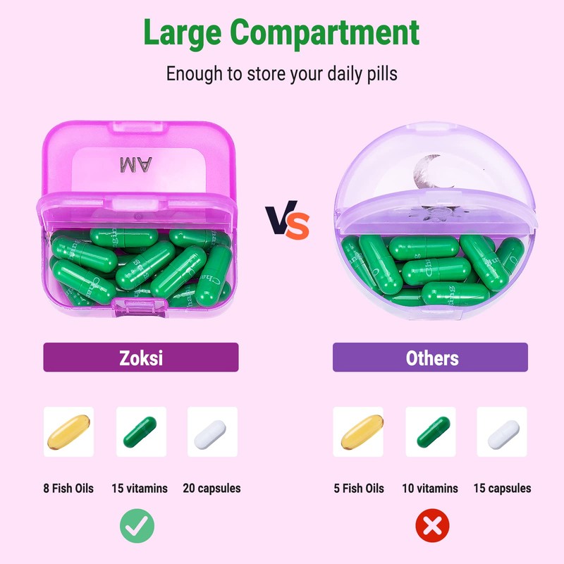 Zoksi Weekly Pill Organizer 2 Times a Day, Black 7
