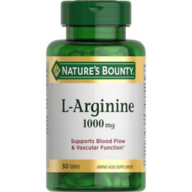 Natures Bounty L-arginina, apoya el flujo sanguneo y la funcin vascular, 1000 mg, tabletas, 50 unidades                                               