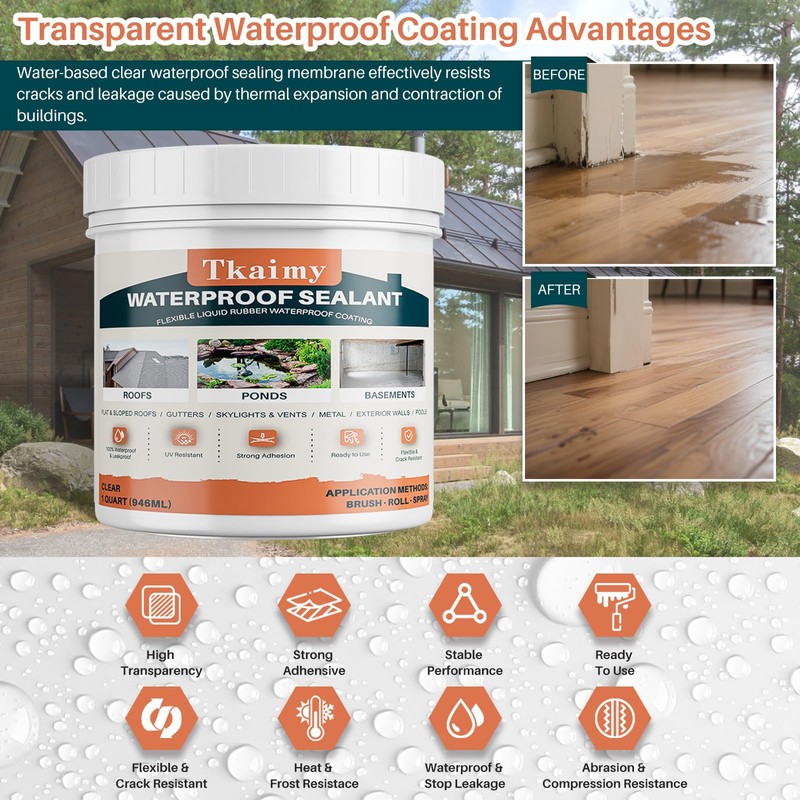 1 Quart (32oz) Invisible Waterproof Agent, Transparent Waterproof Coating for