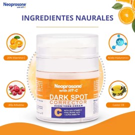 NEOPROSONE Crema Vitamina C 20 Despigmentante Facial Con cido Hialurnico Y Vitamina E Control De Puntos Negros- Crema Aclarante Antiacne Antipigmento 