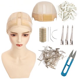 T-shape Wig Caps with Grip Band for Keeping Wigs in Place Wig Caps for Women Adjustable Wig Grip Cap Band Blonde Wide HD Transparent Lace for Front Wigs with Makeup Tools