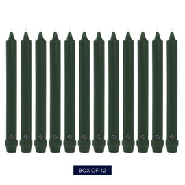 Colonial Candle Unscented Taper Candle, Classic Collection, Evergreen, 10 In, Pack of 12 - Up to 8 Hours Burn