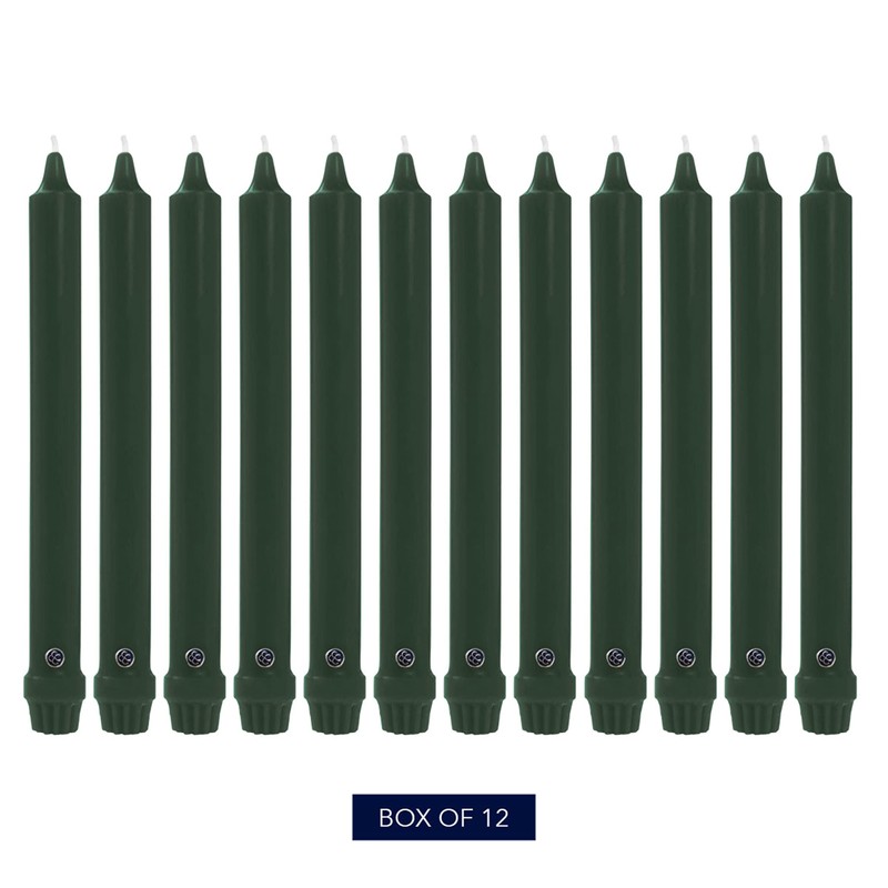 Colonial Candle Unscented Taper Candle, Classic Collection, Evergreen, 10 In,