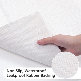 SHACOS Super Soft Bathroom Runner Rug Set of 2 Pieces 20x47 + 20x32 inch Bath Mat Non Slip Plush Bath Rug Absorbent Bathroom Carpet Machine Wash Dry, White