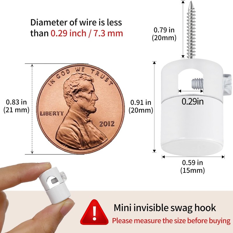 Adcssynd 3 Pack Upgrade Ceiling Hooks for Hanging Lights, White