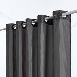 Furlinic No Hook Stall Shower Curtain,Narrow Size 36x72 Inch Fabric Waterproof Bathroom Curtains,Modern Hotel Style with 4 Plastic Grommets,Machine Washable,Dark Grey