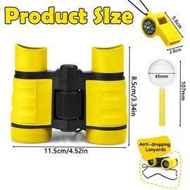 Binoculars for Kids, Kids Binoculars with Magnifying Glass & Compass, Childrens Binoculars for 3-9 Years Boys and Girls, Perfect for Outdoor Observation and Sparking Curiosity in Children