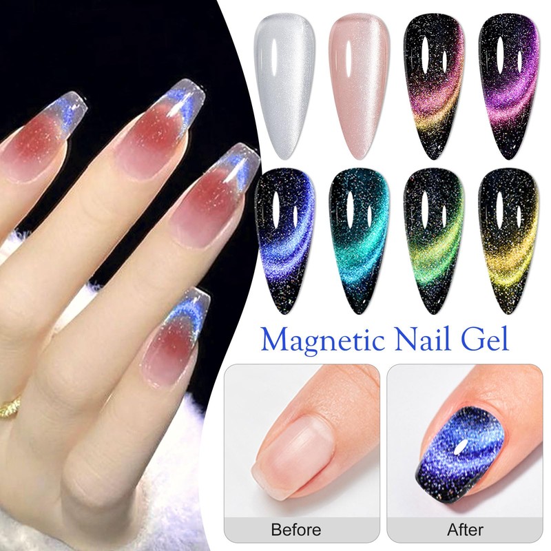 Four Lily Cat Eye Gel Nail Polish Set of 8