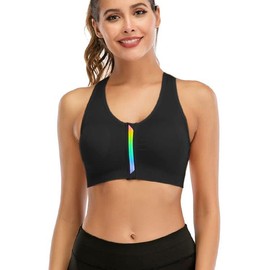 Women's Zip Front Sports Bra Wireless Post-Surgery Bra Active Yoga Sports Bras
