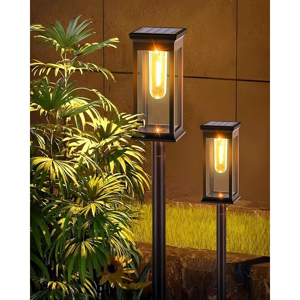 VENTAXO Solar Lights Outdoor Pathway, 2 Pack Solar Garden Lights