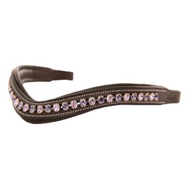 Exion Horse Browband For English Bridle | Curved Shape Padded Equestrian Browband For Show & Dressage | Tanzanite, Violet Crystal Browband For Horses