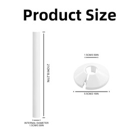 8 PCS Radiator Pipe Covers and Pipe Collars, White 210mm X 15mm Thickened Radiator Sleeves, 15mm Plastic Snap on Radiator Caps, Ideal for Hiding Unsightly Pipes and Enhancing Home Decor.