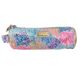 Lilly Pulitzer Cute Pencil Case, Colorful Zipper Pouch for Office Supplies, Small Travel Bag with Carrying Handle, Splashdance