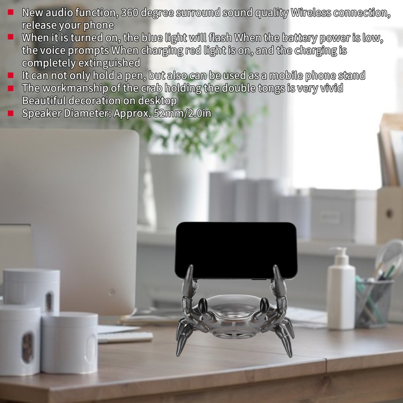 2 in 1 Mobile Phone Stand Bluetooth Speaker Crab Shape