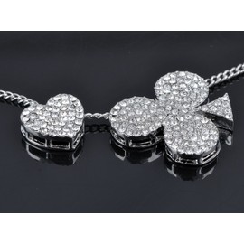 Alilang Vegas 4 Suits Gamblers Luck Lucky Casino Crystal Rhinestones Moveable Pendant Necklace, Sliver