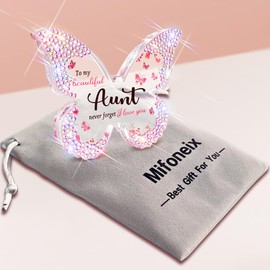 Aunt Gifts from Nephew Niece,Bling Birthday Gifts for Aunt Auntie from Nephew Niece Unique - Aunt Gifts for Valentines Mothers Day Christmas,Sparkle Butterfly Shaped Acrylic Plaque Sign(Pink)