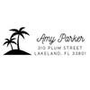 Palm Tree Tropical Return Address Stamp, 1 x 2.5 inches