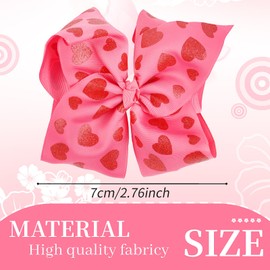 Love Heart Hair Clips Valentine's Day Hair Bow Clips Cute Red Heart Pattern Hair Barrettes Glitter Hair Bowknot Ribbon Alligator Clips Valentines Hair Accessories Holiday Hairpin for Girls Women Kids