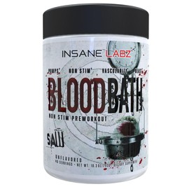 Insane Labz SAW Bloodbath, Non-Stim Pump Pre Workout Powder with Nitrosigine­®, OxyGold­™, Agmatine Sulfate, L-Citrulline and Betainne Anhydrous, 40 Srvgs (Unflavored)