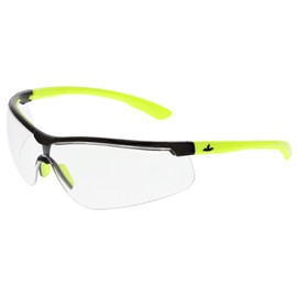MCR Safety KD720DC Klondike KD7 Extremely Low Profile and Lightweight Design Safety Glasses, Hi-Vis Lime Temples, Clear Dual Coated MAX3 and MAX6 Lens
