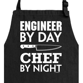 Engineer Gifts For Men Engineer By Day Chef By Night Two Pocket Adjustable Bib Apron Black