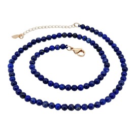 TreasureBay Handmade Womens Girls Beaded Necklace Choker - 4mm Beads Natural Gemstones Healing Crystal Jewellery Choker Necklace (Blue Lapis Lazuli)