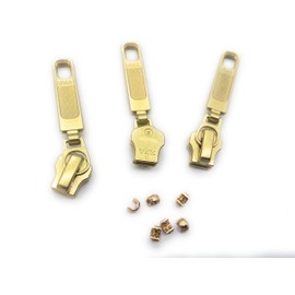 Zipper Repair Kit - #5 YKK Brass Long Pull for Handbag Sliders with Top Stops Included - Choose Your Quantity - Made in The United States (3)