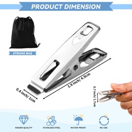 48Pcs Stainless Steel Laundry Clothes Pins Heavy Duty Outdoor, Metal Laundry Clips, Snack Bag Chip Clips, Metal Clothes Pegs for Washing Line, Washcloth, Socks, Pictures (48)