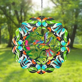 Dhqkqg Wind Spinners Outdoor, Hummingbird Wind Spinners for Garden, Pinwheels Wind Chimes outdoor, 3D Wind Spinner for Ornament Gifts, Wind Sculptures for Indoor Patio Lawn Yard