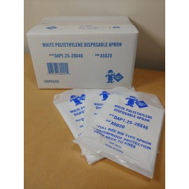 Safety Zone Disposable White Aprons (Painting/Cooking) Full Size Polyethylene 28"x46" 100qty