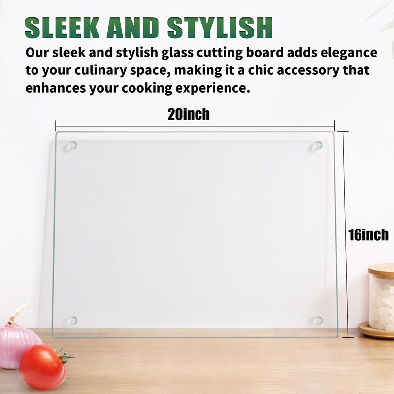 Seelenruhe Tempered Glass Cutting Board for Kitchen Counter, 16x20 inch