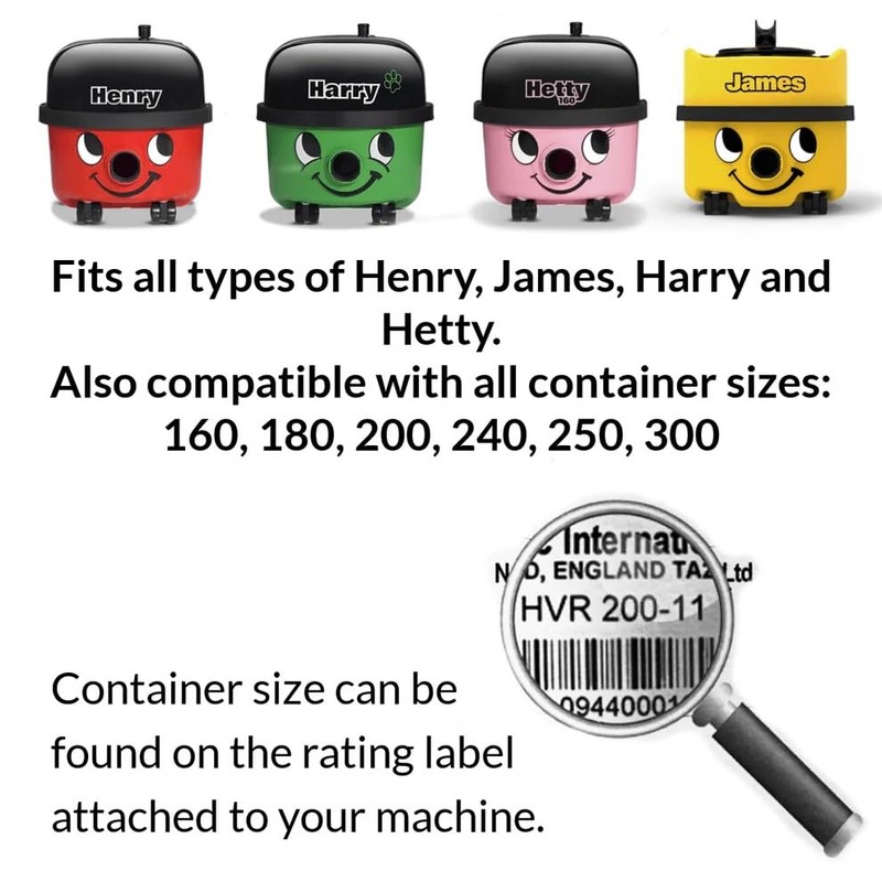 Compatible with Henry Numatic NVM-1CH Hepaflo 907075/604015, Vacuum Microfibre Hoover