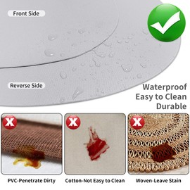 Herda Placemats Set of 6 for Dining Table Mats Faux Leather Place Mats Wipeable Washable Placemats for Round Table Mats for Kitchen Dining Patio Heat Resist Easy to Clean Light Grey