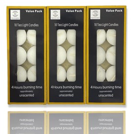 REQUISITE NEEDS Tea Light Candles Unscented 4 Hours Long Burn Night Candles Pack of 30
