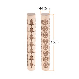 HARFINGTON 2pcs Wood Clay Roller 4"Snowflake Pine Tree Pattern Rolling Pins Pottery Tools Wood Grain Texture Rollers for Clay Baking Dough Playdough DIY