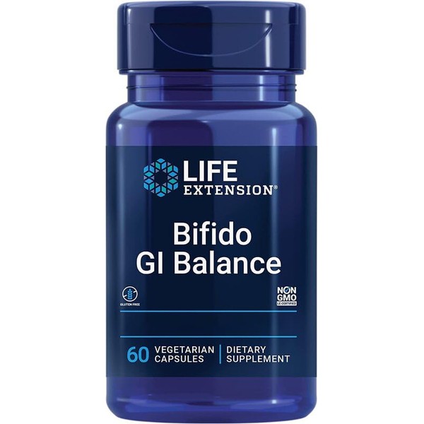 Life Extension, Bifido GI Balance, with Bifidobacterium Longum, 60 Capsules, Laboratory Tested, Gluten Free, Vegetarian, Soy Free, GMO Free