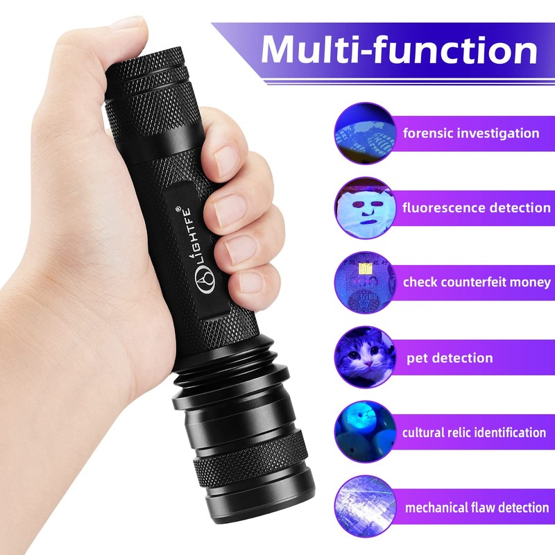LIGHTFE-P30D Uniform UV Light Flashlight, High-Power 365nm UVLED, Suitable for