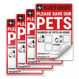 4PC Pet Rescue Sticker Fire Safety - 4 x 6 Window Pet Stickers