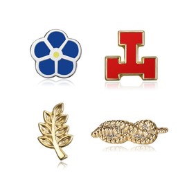 BOBIJOO JEWELRY - Lot Ensemble de 4 Pin's Acacia Myosotis Ark Royale Noeud Lac Amour Franc-Maçon, Microfibre