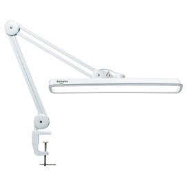 bemelux LED Architect Desk Lamp with Clamp, Metal Swing Arm 2000 Lumens Dimming Office Table Lamp for Task Work Drafting Reading Desktop, 117PCS Bright LEDs, 24W Workbench Lamp(White)