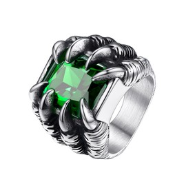 PROSTEEL Stainless Steel Dragon Claw knuckle Rings Crystal Gemstone Rings for Men Size 11