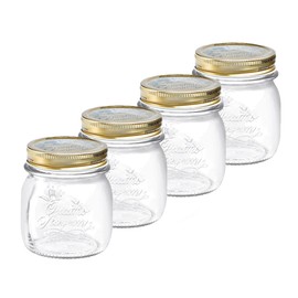 Bormioli Rocco Quattro Stagioni set of 4 Clear Airtight Mason Jars, 5 Oz. Made from BPA Free Durable Glass, Made In Italy.