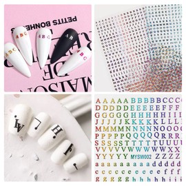 Doyime Nail Stickers, 10 Pieces, Nail Stickers, DIY Stickers, Alphabet, English, Beautiful, Glitter